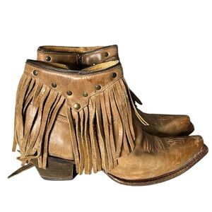 Corral Fringe Boot Ankle Booties Tan Size 9.5